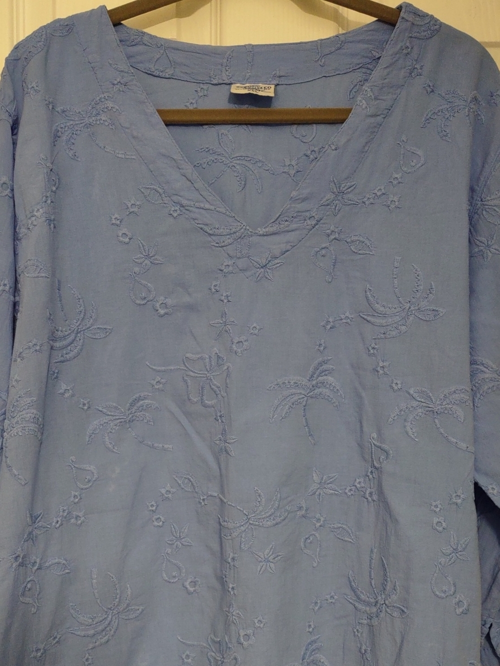 COTTONSEED Casual Wear Blue Embroidered Tunic Blouse XXL 100% Cotton